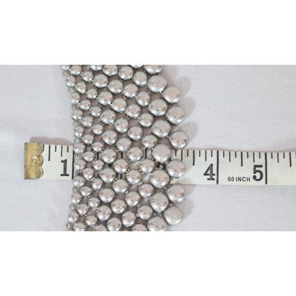 Silver Tone Bubble Bib Necklace - Picture 9 of 9